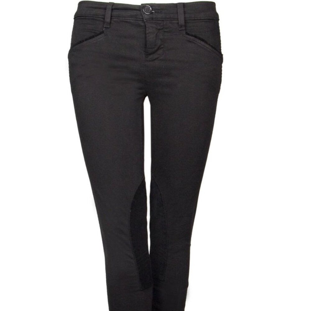 Black Jodhpur Low Rise Modern Riding Pants w Velvet Knees by J Brand Size 27